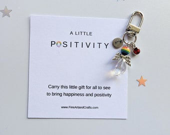 Gift for a friend, Rainbow Guardian Angel Keychain, Angel key ring gift, Protection angel, positivity gift angel, angel bag charm,