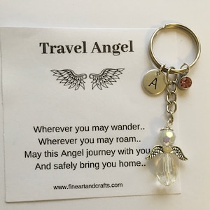 Guardian Angel Keychain, Angel key ring gift, Protection angel, travel angel, angel bag charm, angel key ring