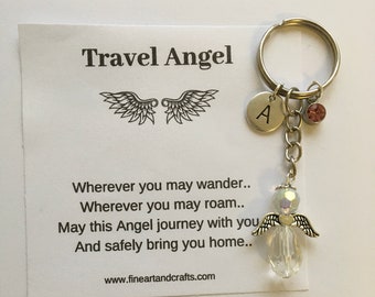 Guardian Angel Keychain, Angel key ring gift, Protection angel, travel angel, angel bag charm, angel key ring