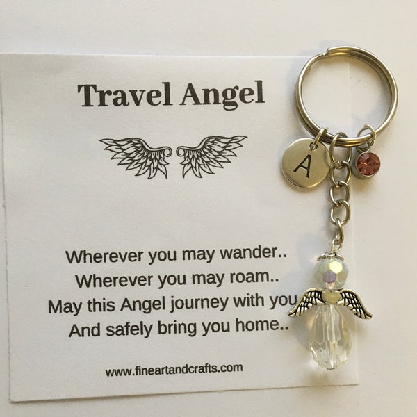 Guardian Angel Keychain, Angel key ring gift, Protection angel, travel angel, angel bag charm, angel key ring
