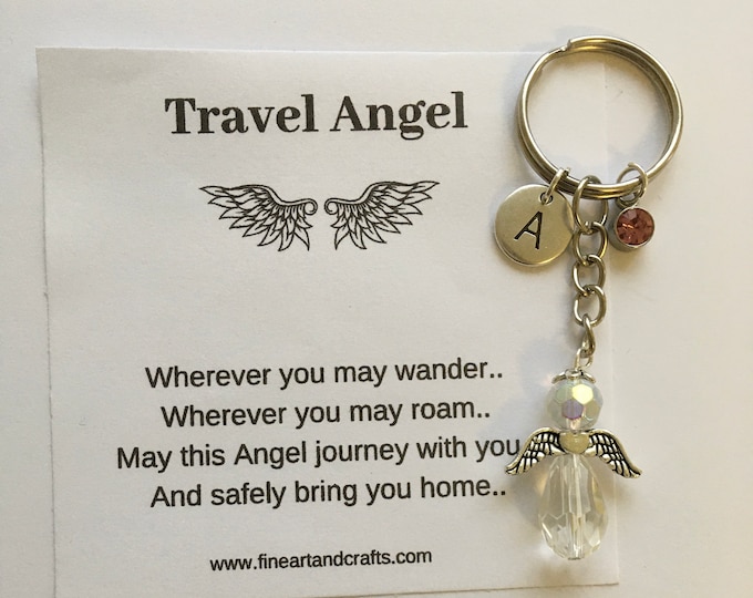 Guardian Angel Keychain, Angel key ring gift, Protection angel, travel angel, angel bag charm, angel key ring