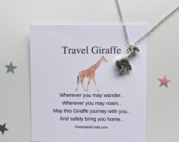 Travel gift, Silver necklace, Giraffe Necklace, friend gift, silver giraffe necklace, giraffe gift, travel memories, gift for her