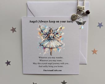 Travel gift, guardian angel gift, birthday gift idea for a friend, personalised, ballerina angel, good luck gift