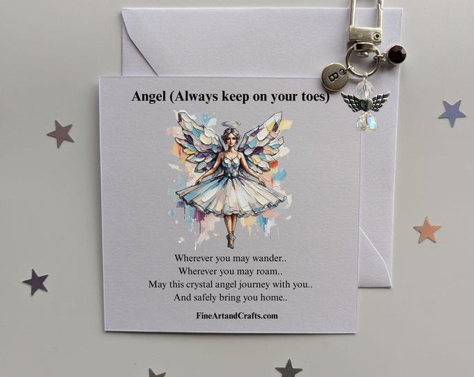 Travel gift, guardian angel gift, birthday gift idea for a friend, personalised, ballerina angel, good luck gift