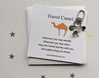 Travel camel keychain, birthday gift idea for a friend, camel keyring, good luck charm, personalised, camel bag charm, Travel gift