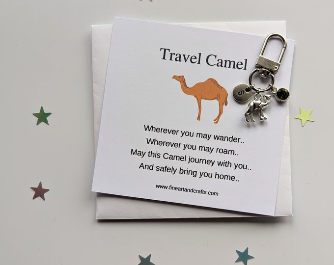 Travel camel keychain, birthday gift idea for a friend, camel keyring, good luck charm, personalised, camel bag charm, Travel gift