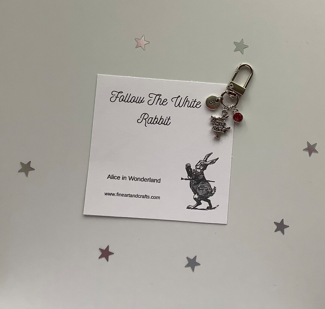 Rabbit Keychain, Alice in Wonderland Theme, Personalised Gift, Follow ...