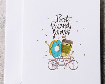 greeting card, best friends forever, friend card, blank greeting card, birthday card, A6 card, gift card, bookmark gift tag, keepsake