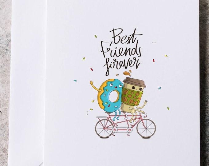 greeting card, best friends forever, friend card, blank greeting card, birthday card, A6 card, gift card, bookmark gift tag, keepsake