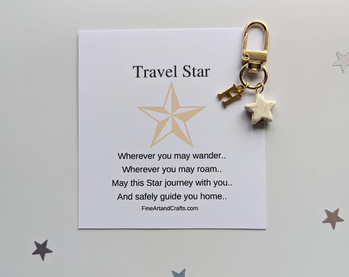 Star keychain, star keyring, personalised gift, travel star, star bag charm, birthday gift idea for a friend, good luck charm