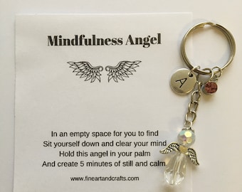 Guardian angel gift, mindfulness angel, helping angel, angel gift, angel key chain, angel bag charm, angel key ring
