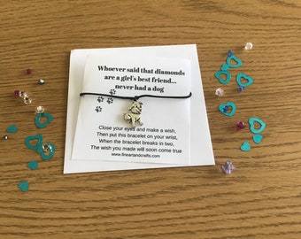 Wish Bracelet, Dog lovers gift, dog charm bracelet, bracelet gift