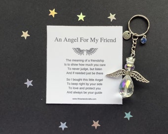 Friend gift, guardian angel gift, protection angel, Austrian crystal gift, bag charm, key ring, best friend gift, Austrian crystal angel,
