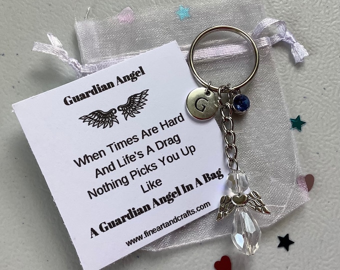 Friend gift, guardian angel gift, protection angel, bag charm, key ring, pick me up gift idea, angel charm