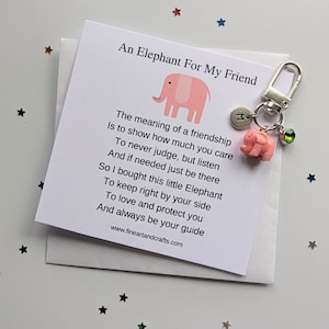 Friendship gift, elephant keychain, elephant keyring, personalised gift, elephant bag charm, birthday gift idea for a friend, good luck