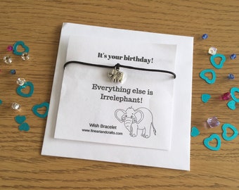 Wish Bracelet, Birthday gift, It's your birthday, elephant bracelet charm, irrelephant birthday fun, gift idea