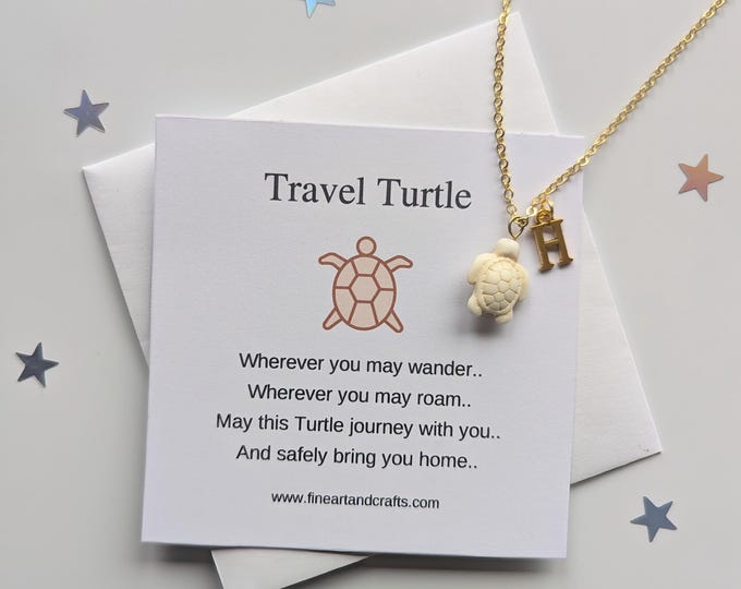 Travel turtle, Gold necklace, Turtle Necklace, friend gift, gold turtle necklace, turtle gift, travel memories, gift for her, personalised