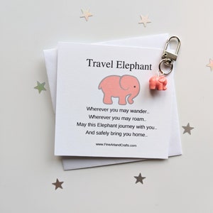 Pink Travel elephant keychain, elephant keyring, good luck charm, personalised, elephant bag charm, birthday gift idea for a friend image 5