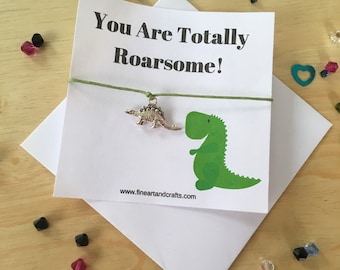 Dinosaur Wish Bracelet, You Are Totally Roarsome!  Bracelet gift, cute dinosaur charm, charm bracelet