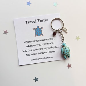 Luxury Turtle keychain, large turtle keyring, travel turtle, turtle bag charm, birthday gift idea, good luck charm, personalised gift