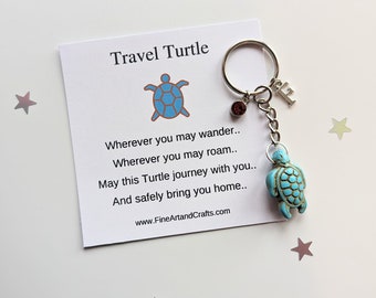 Luxury Turtle keychain, large turtle keyring, travel turtle, turtle bag charm, birthday gift idea, good luck charm, personalised gift