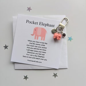 Keepsake gift, Pocket Elephant, Protection elephant, lucky elephant, gift for a friend, personalised gift, elephant bag charm