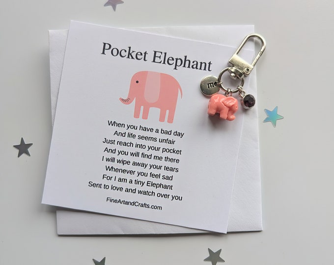 Keepsake gift, Pocket Elephant, Protection elephant, lucky elephant, gift for a friend, personalised gift, elephant bag charm