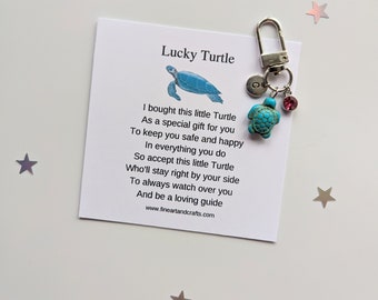 Turtle keyring, personalised gift, turtle bag charm, birthday gift idea, good luck charm, friendship gift, Gift for a friend, Lucky Turtle