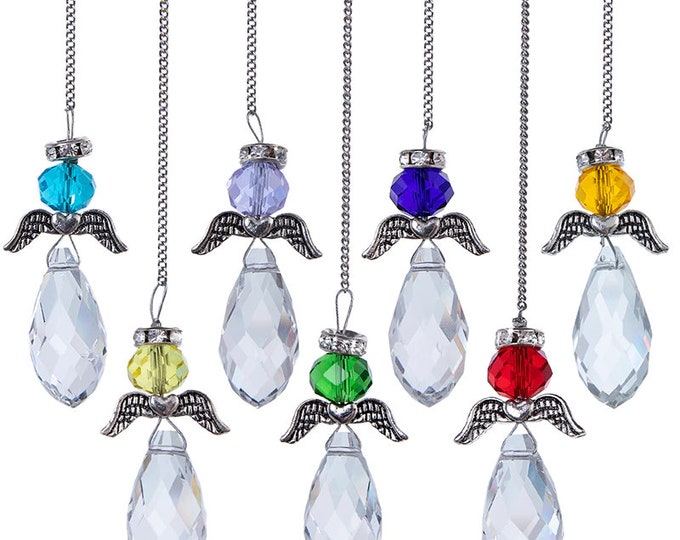 Crystal angel ornament in various colours, handmade, Guardian angel hanging ornament, suncatcher, home decor, gift idea
