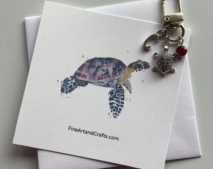 Turtle keychain, Turtle keyring, personalised gift, ocean theme, turtle lover gift, Turtle beach, turtle bag charm, ocean animal