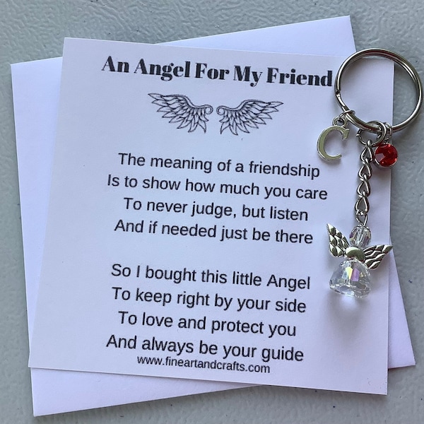 Swarovski angel Friend gift, personalised gift, protection angel, bag charm, key ring, best friend gift idea, keepsake, friendship