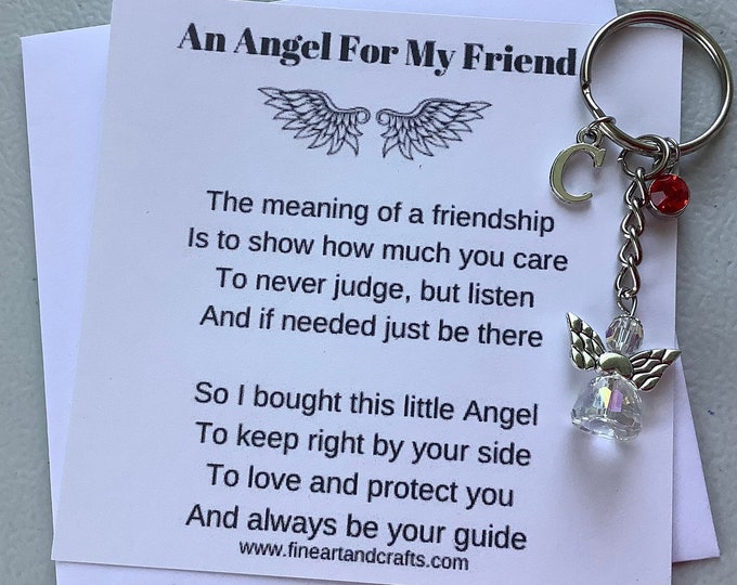 Swarovski angel Friend gift, personalised gift, protection angel, bag charm, key ring, best friend gift idea, keepsake, friendship