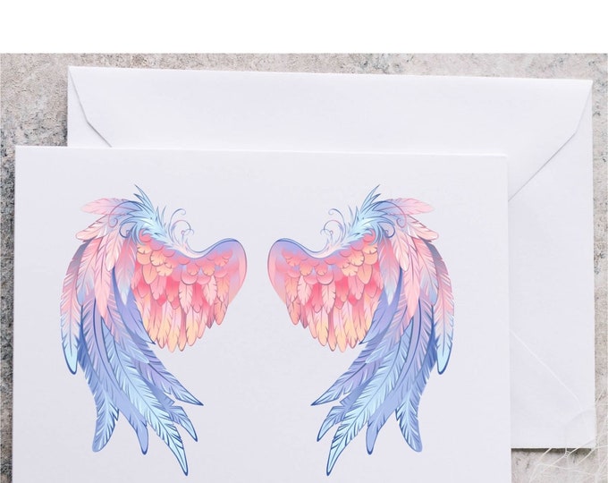 greeting card, angel card, angel wings, friend card, blank greeting card, birthday card, A6 card, gift card, bookmark gift tag, keepsake