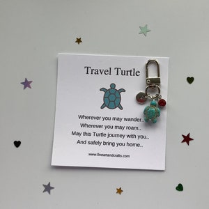 Turtle keychain, turtle keyring, personalised gift, travel turtle, turtle bag charm, birthday gift idea for a friend, good luck charm image 3