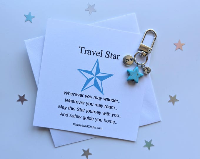 Star Gift, Travel gift, Star keychain, star keyring, personalised gift, good luck charm, friendship gift, travel star, travel bag charm