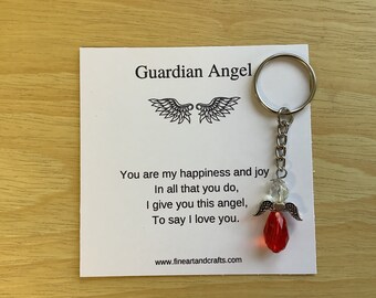 Angel for a loved one, Boyfriend/ Girlfriend Day gift idea, Guardian Angel Keychain, Angel key ring gift, friendship gift