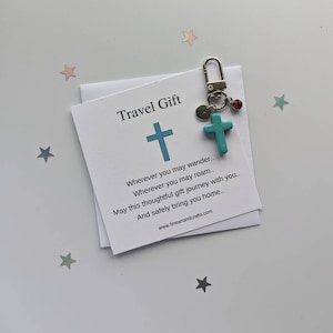 Cross keychain, Turquoise cross keyring, personalised gift, friendship gift, bag charm, birthday gift idea for a friend, thoughtful gift