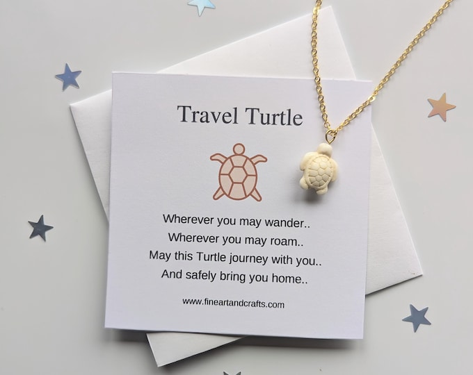 Travel gift, Gold necklace, Turtle Necklace, friend gift, gold turtle necklace, turtle gift, travel memories, gift for her