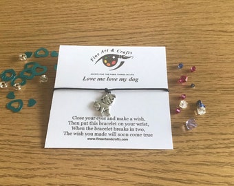 Wish bracelet, dog lover gift, personalised, dog charm, bracelet gift