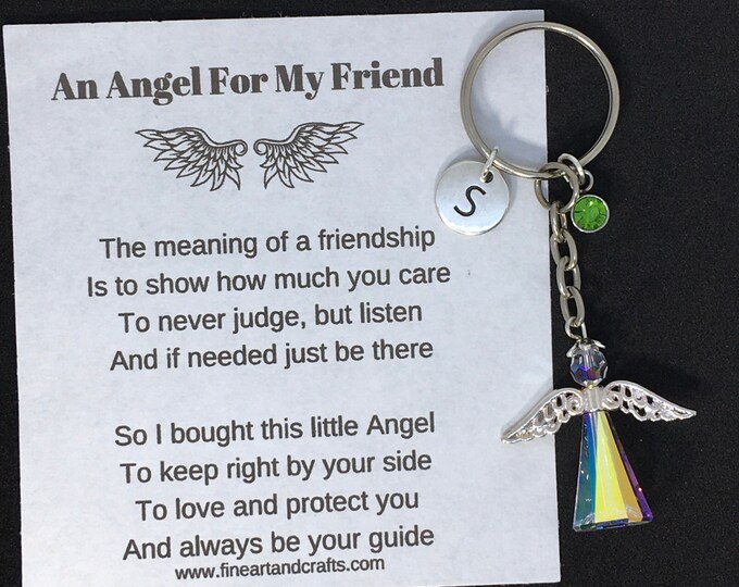 Swarovski Angel key ring, gift for a friend, Swarovski keepsake, protection angel, Guardian angel, angel bag charm, personalised gift