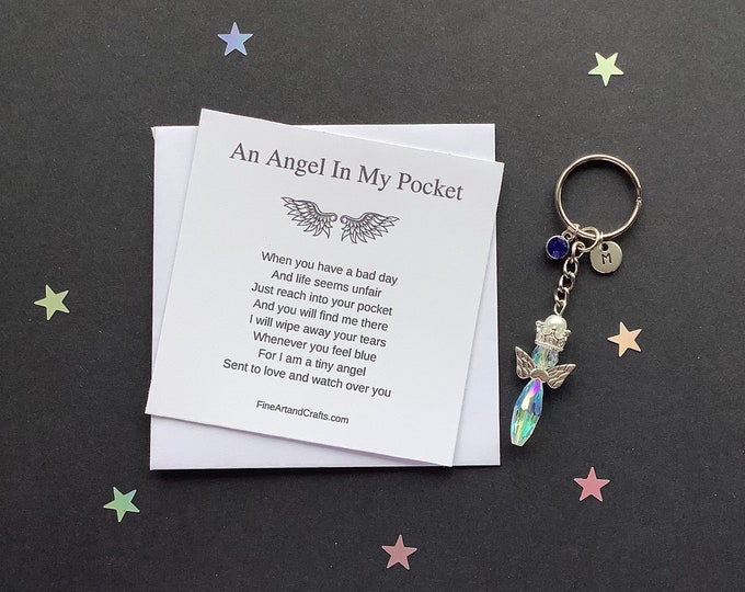 Angel in my pocket, crystal vintage keepsake angel, Protection Angel, Angel charm, Guardian Angel, Austrian crystal gift, friend gift