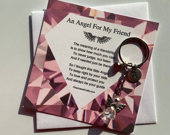 Swarovski Friend gift, personalised guardian angel gift, protection angel, bag charm, key ring, best friend gift idea, Swarovski keepsake