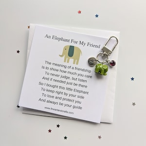 Elephant gift, Friend gift, elephant keyring, personalised gift, elephant bag charm, birthday gift idea for a friend, good luck charm
