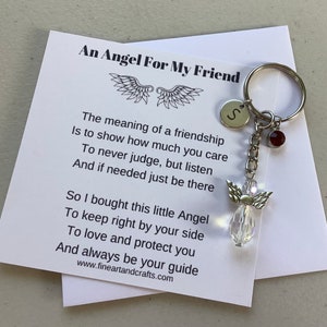 Swarovski Friend gift, personalised guardian angel gift, protection angel, bag charm, key ring, best friend gift idea, Swarovski keepsake