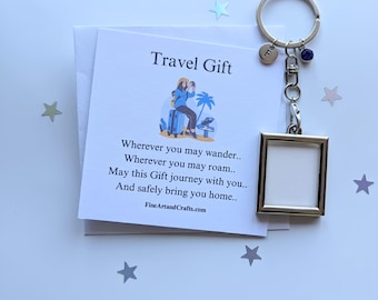 Travel gift, photo frame, add your own picture, birthday gift idea for a friend, lucky keyring, personalised, Travel keychain
