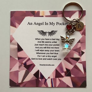 Swarovski Vriend cadeau, beschermen engel, roze engel, sleutelhanger, zak engel kristal cadeau idee, Swarovski aandenken
