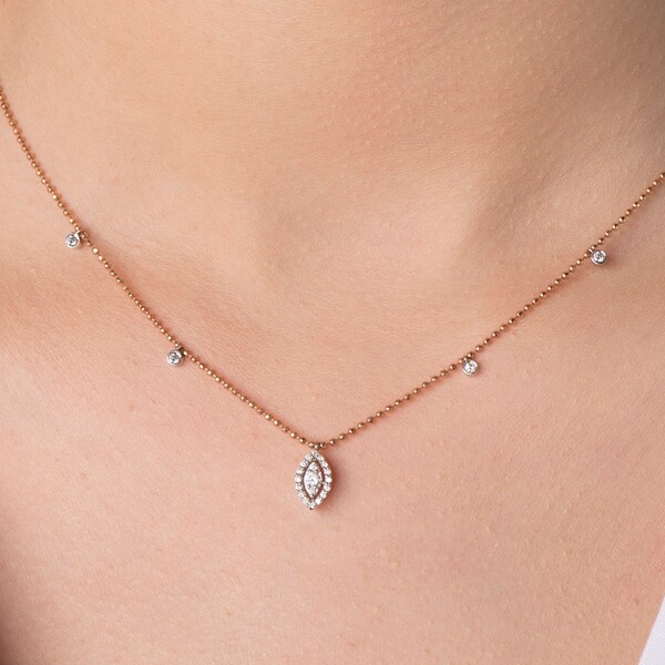 Diamond Station Necklace Etsy