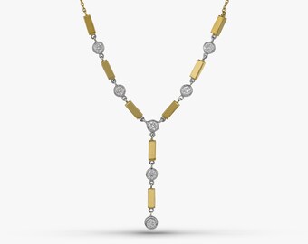 Diamond Lariat Necklace / 14k Rose Gold 