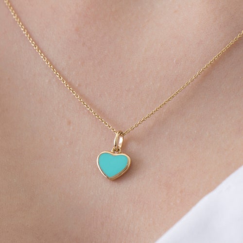 14k Solid Gold Heart Lock Necklace Tiny Padlock Pendant Etsy