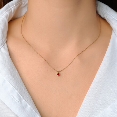 Red Garnet Necklace shops in 14K Gold / January Birthstone Necklace / Rose Gold Garnet Necklace / January Birthday Gift / Gift For Her